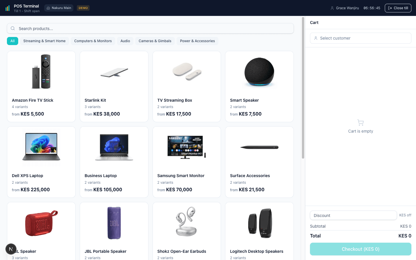 Nimbus ERP Point of Sale screen